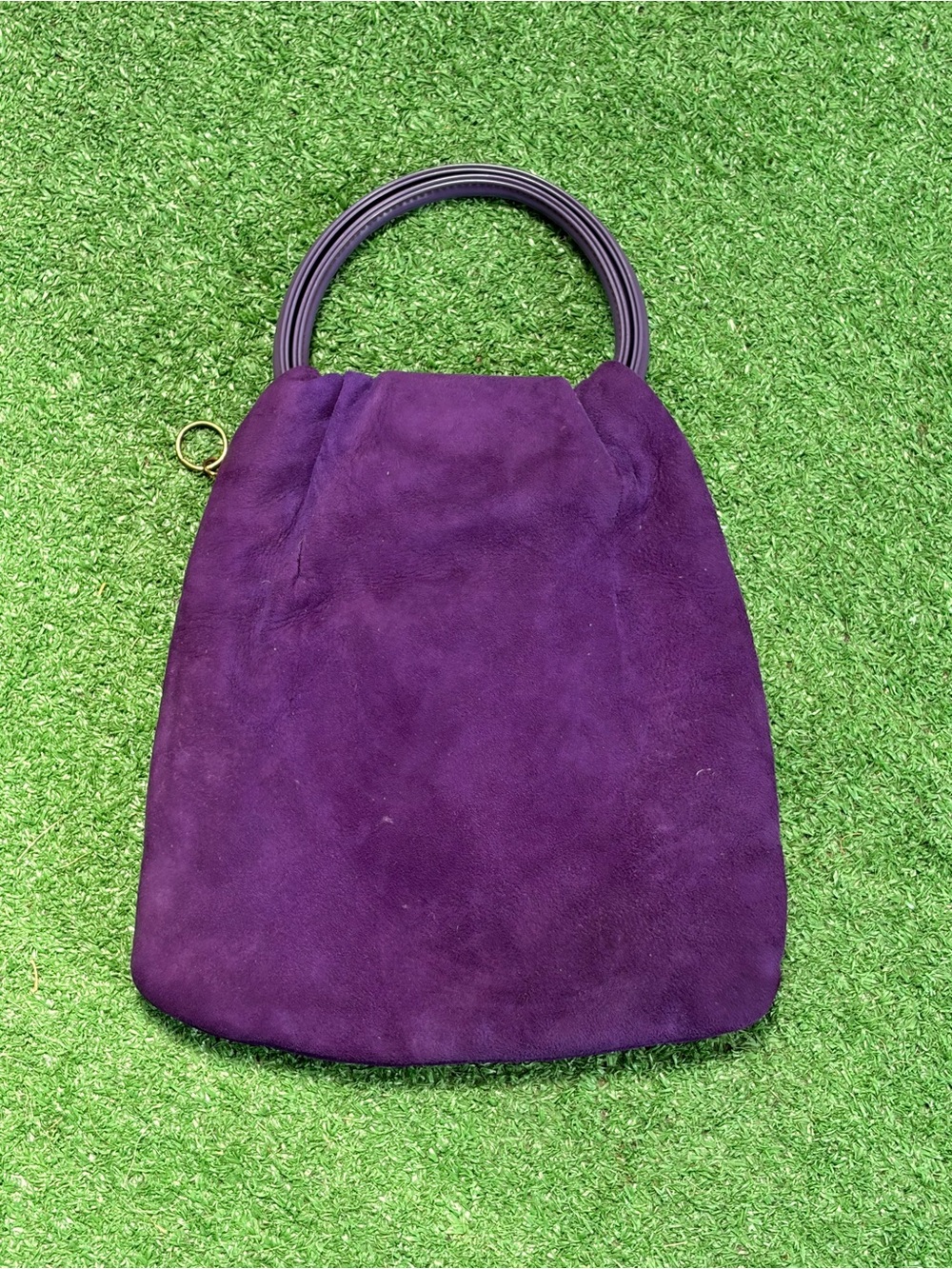 Plum Suede Top-Handle Shoulder Bag
